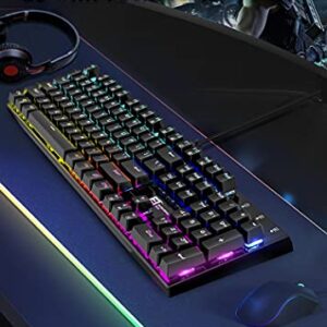 MIQ Mechanical Gaming Keyboard,Wired 104 Keys RGB Keyboard with Blue Switch, Programmable RGB Backlit for Windows Gaming PC