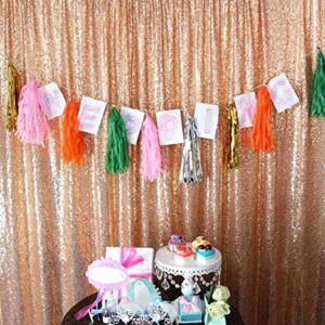 Sequin Curtain Backdrop 2 Panels Set Rose Gold 2FTx8FT Sequin Photography Backdrop Curtain Sparkle Background Drapes for Christmas Wedding Party Decoration