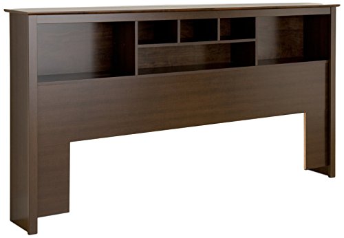 Prepac Select King 4 Post Platform Bed with 4 Drawers, 83" L x 79" W x 16" H, Espresso & King Bookcase Headboard, Espresso