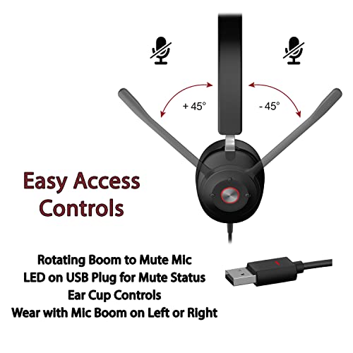 Cyber Acoustics CA Essential USB Headset (HS-2000) – Professional Headset for Calls & Music, All-Day Comfort, Integrated Ear Cup Controls, Optimized for UC Platforms