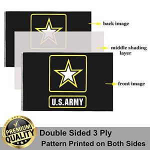 US Army Military Flag 3x5 Outdoor Made In USA Double Sided- American United States Army Star Black Flags 3 Ply Heavy Duty Fade Resistant Banner for Outdoor Indoor Garage Wall