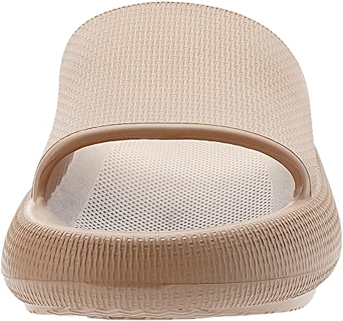 BRONAX Cloud Slides for Women and Men Pillow Home Shower House Home Foam Slippers Shoes Sandals Size 8 for Ladies Comfy Cushioned Thick Sole 39-40 Brown