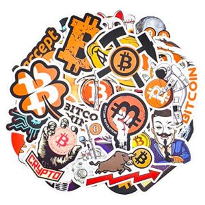 yoksas bitcoin crypto stickers for water bottles laptop,50pcs funny digital currency decals for computer phone guitar luggage