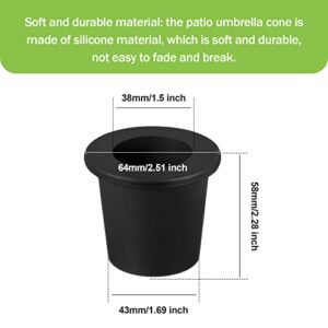 Outus Patio Table Umbrella Hole Ring Umbrella Cone Wedge Plug Umbrella Stabilizer Sleeve for 2 to 2.5 Inch Patio Table Hole and 1.5 Inch or Umbrella Pole Adapter(Black,4 Pieces)