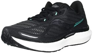 saucony women's triumph 19 running shoe, black/white, 9