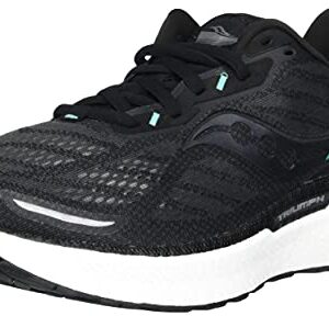 Saucony Women's Triumph 19 Running Shoe, Black/White, 9