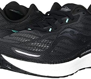 Saucony Women's Triumph 19 Running Shoe, Black/White, 9