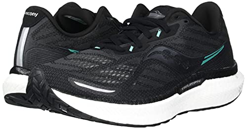 Saucony Women's Triumph 19 Running Shoe, Black/White, 9