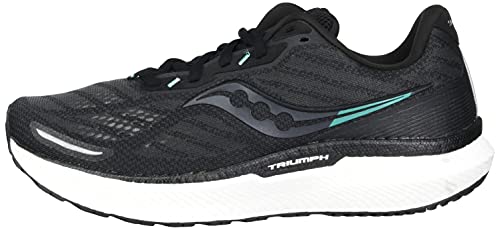 Saucony Women's Triumph 19 Running Shoe, Black/White, 9