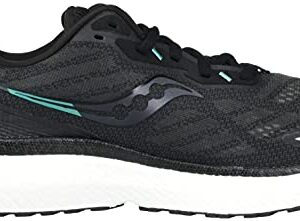 Saucony Women's Triumph 19 Running Shoe, Black/White, 9