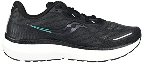 Saucony Women's Triumph 19 Running Shoe, Black/White, 9