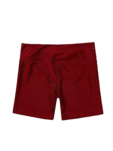 Hansber Kids Girls Boycut Shorts Solid Color Sports/Dance/Gymnastics Athletic Bottoms Summer Hot Pants Letter Burgundy 12