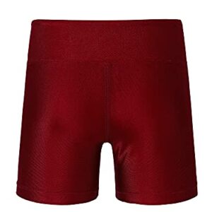 Hansber Kids Girls Boycut Shorts Solid Color Sports/Dance/Gymnastics Athletic Bottoms Summer Hot Pants Letter Burgundy 12