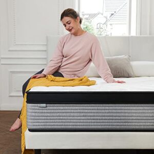 S SECRETLAND Full Mattress, 12 Inch Hybrid Memory Foam Mattress and Individual Pocket Springs,Full Bed Mattress in a Box with Pressure Relief and Cooler Cover,Soft Full Size