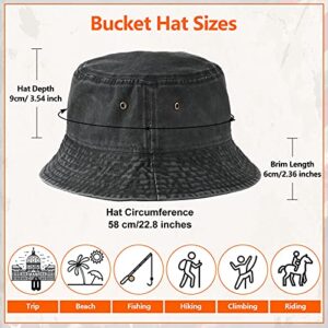 3 Pieces Denim Bucket Hat Unisex Sun Hat Wide Brim Fisherman Cap for Men Women Teens Outdoor (Black, Light Green, Beige)