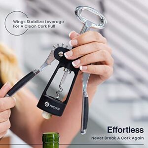 HiCoup Kitchenware Wine Openers - Corkscrew Bottle Openers, Foil Cutter Key for Waiters, Bartenders and Wine Corkscrew & Bottle Opener - Easy To Use, All-In-One Beer And Wine Bottle Openers w/Stopper