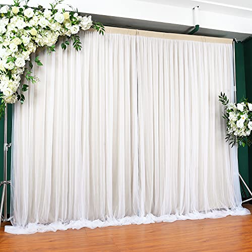 10ft x 7ft Champagne Tulle Backdrop Curtain for Bridal Shower Baby Shower Parties Wedding 3 Layers Sheer Photo Curtains Backdrop Fabric Drapes Panels Decoration for Photography Birthday Party