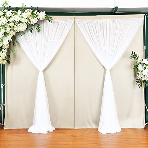 10ft x 7ft Champagne Tulle Backdrop Curtain for Bridal Shower Baby Shower Parties Wedding 3 Layers Sheer Photo Curtains Backdrop Fabric Drapes Panels Decoration for Photography Birthday Party