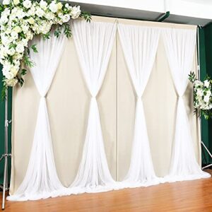 10ft x 7ft Champagne Tulle Backdrop Curtain for Bridal Shower Baby Shower Parties Wedding 3 Layers Sheer Photo Curtains Backdrop Fabric Drapes Panels Decoration for Photography Birthday Party