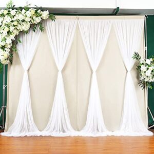 10ft x 7ft Champagne Tulle Backdrop Curtain for Bridal Shower Baby Shower Parties Wedding 3 Layers Sheer Photo Curtains Backdrop Fabric Drapes Panels Decoration for Photography Birthday Party
