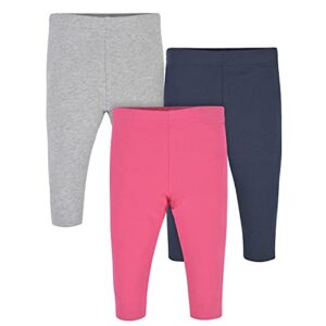 gerber baby girl's toddler multi-pack premium pants leggings, hot pink/navy, 6-9 months