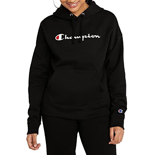 Champion Women's Hoodie, Powerblend, Fleece Hoodie, Sweatshirt for Women, Script (Reg. or Plus)