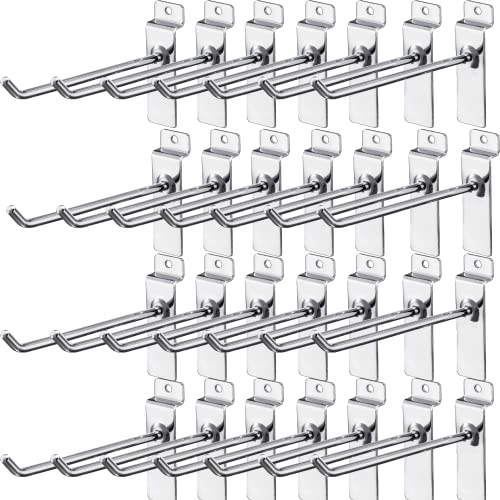 tonchean 100 PCS Chrome Slatwall Display Hooks for Slatwall Board 6 Inch Commercial Grade Metal Retail Hooks Sliver Assortment Garage Storage Organizer Display Hooks for Panel Iron