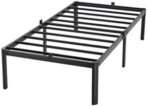 tatago 16 inch metal platform bed frame with anti-collision round legs, 3000lbs heavy duty mattress foundation, easy assembly/silent/anti-shake/non-slip/no box spring needed, twin