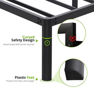 TATAGO 16 Inch Metal Platform Bed Frame with Anti-Collision Round Legs, 3000lbs Heavy Duty Mattress Foundation, Easy Assembly/Silent/Anti-Shake/Non-Slip/No Box Spring Needed, Twin