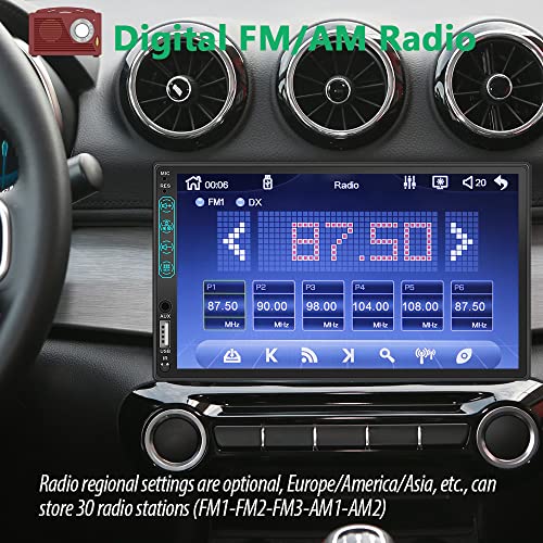 [HD 1024 * 600] Double Din Car Stereo Compatible with Apple CarPlay and Android Auto, Full Touch 7 Inch LCD Touchscreen Radio with Voice Control, Bluetooth, Waterproof Backup Camera, Mirror-Link