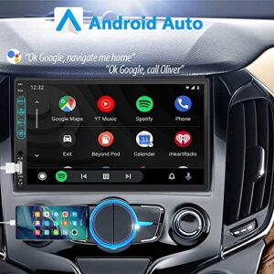 [HD 1024 * 600] Double Din Car Stereo Compatible with Apple CarPlay and Android Auto, Full Touch 7 Inch LCD Touchscreen Radio with Voice Control, Bluetooth, Waterproof Backup Camera, Mirror-Link