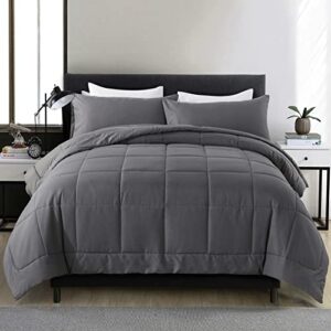 downcool king size comforter set -all season bedding comforters sets with 2 pillow cases -3 pieces bed set down alternative king bedding set -grey king comforter set(102"x90")