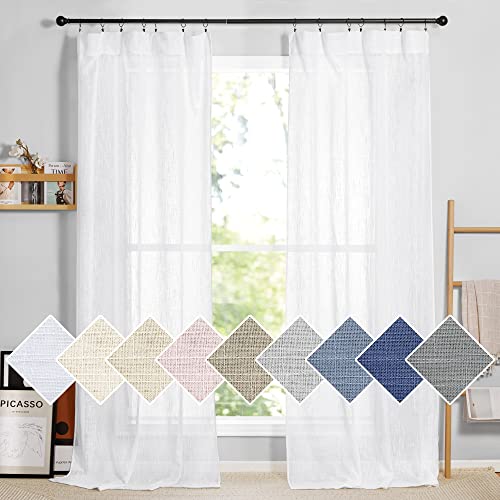 RYB HOME White Sheer Curtains & Velvet Curtains