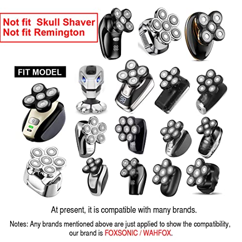 WAHFOX 7D 7 Heads Shaver Replacement Head 7 Blades 7D Replacement Shaver Head Blade 7 Heads Beard Electric Razor Shaver Head (Silvery)