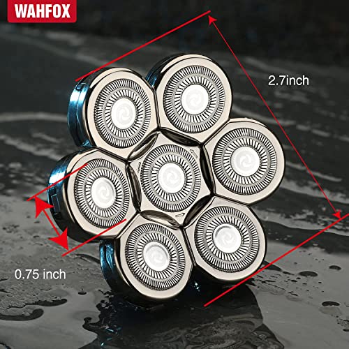 WAHFOX 7D 7 Heads Shaver Replacement Head 7 Blades 7D Replacement Shaver Head Blade 7 Heads Beard Electric Razor Shaver Head (Silvery)