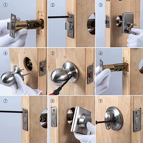 MAXECURITY Front Door Handle Single Cylinder Handleset (for Entrance and Front Door with Deadbolt Lock Set and Knob Reversible for Right & Left Doors Heavy Duty - Satin Nickel Finished