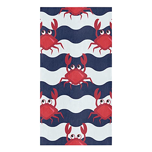 Big buy store Red Crab Kitchen Dish Towels, Soft Lightweight Microfiber Absorbent Hand Towel Blue Chevron Zig Zag Tea Towel for Kitchen Bathroom 18x28in