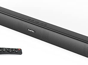 Sound Bar for TV with Subwoofer Deep Bass Soundbar 2.1 CH Home Audio Surround Sound Speaker System with Wireless Bluetooth 5.0 for PC Gaming with Wired Opt/Aux/Coax Connection Mountable 29-Inch