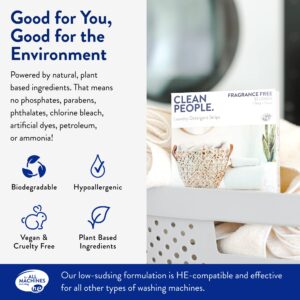 Clean People Laundry Detergent Sheets - Plant-Based, Hypoallergenic Laundry Soap - Ultra Concentrated, Plastic Free, Natural Ingredients, Recyclable Packaging, Stain Fighting - Fresh Scent, 32 Pack