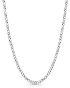 fiusem 3.5mm silver colored chains, silver plated cuban link necklace for men and women, stainless steel 20 inch