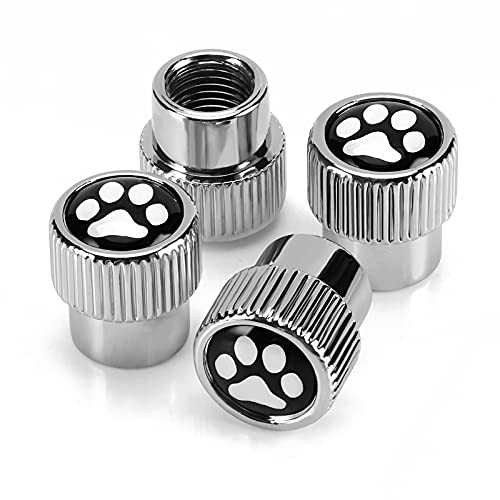 Valve Stem Caps, 4 Pack Universal Dog Paw Logo Car Tire Valve Caps with Rubber Ring Tire Wheel Rim Dust Cover fits Cars, Trucks, Bikes, Motorcycles, Bicycles