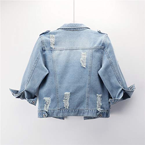 Hixiaohe Women Autumn 3/4 Sleeve Retro Short Denim Jackets Light Blue Jean Coats(03 Light Blue,3XL)