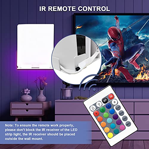 NexiGo PS5 Wall Mount with RGB LED Light - Wall Bracket for Playstation 5 Console (Disc & Digital) - Remote Control Colorful Lighting - Sturdy Wall Stand Hanger