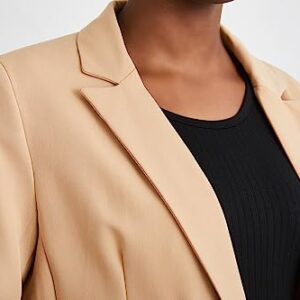 Hdieso Women's Solid Color Casual Long Sleeve Lapel Button Blazer Jacket Khaki