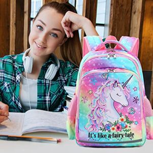 Girls Backpack for Kids School Bookbags Preschool Backpack with Lunch Box for Kindergarten Students