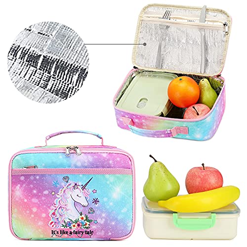 Girls Backpack for Kids School Bookbags Preschool Backpack with Lunch Box for Kindergarten Students