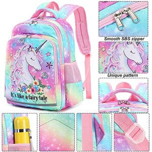 Girls Backpack for Kids School Bookbags Preschool Backpack with Lunch Box for Kindergarten Students