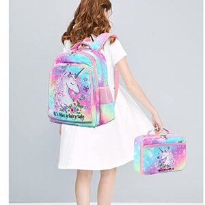 Girls Backpack for Kids School Bookbags Preschool Backpack with Lunch Box for Kindergarten Students