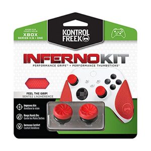 kontrolfreek fps freek inferno performance kit for xbox one and xbox series x controller | includes performance thumbsticks and performance grips | red