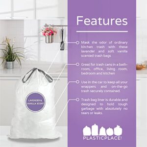 Plasticplace 8 Gallon Trash Bags │ 0.7 Mil │ Lavender and Soft Vanilla Scented Garbage Can Liners │ 22" x 22" (200 Count), White